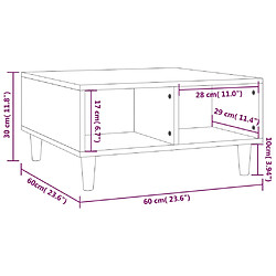 vidaXL Table basse sonoma gris 60x60x30 cm bois d'ingénierie pas cher