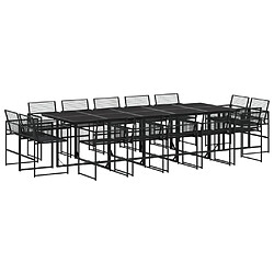 vidaXL Ensemble à manger de jardin 15 pcs noir résine tressée