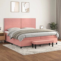 vidaXL Sommier à lattes de lit avec matelas Rose 200x200 cm Velours