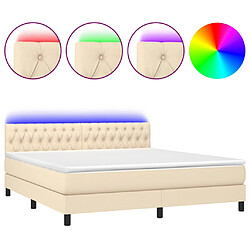 vidaXL Sommier à lattes de lit avec matelas LED Crème 180x200 cm Tissu