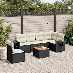 vidaXL Salon de jardin 7 pcs avec coussins noir résine tressée