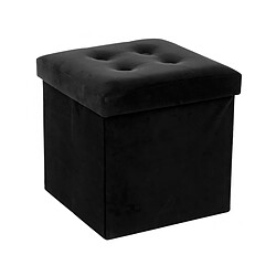 Atmosphera, Createur D'Interieur Pouf pliant carré velours Lysandre - noir - Atmosphera