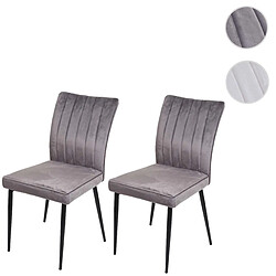 Mendler Lot de 2 chaises de salle à manger HWC-K16, chaise de cuisine, velours métal ~ gris foncé