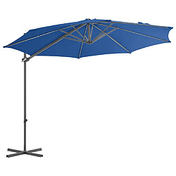 ComfortXL Parasol Déporté Avec Mât En Acier Bleu Azuré 300 Cm