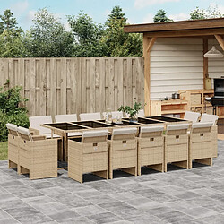 vidaXL Ensemble à manger de jardin et coussins 15 pcs beige