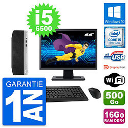 PC HP 400 G4 SFF Ecran 22" Intel i5-6500 RAM 16Go Disque 500Go Windows 10 Wifi - Occasion