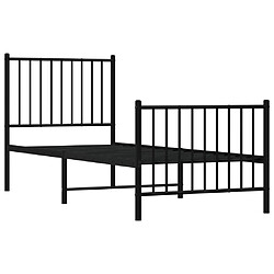 Acheter Maison Chic Lit adulte - Lit simple Cadre de lit métal avec tête de lit/pied de lit,Structure du lit Contemporain pour chambre noir 80x200 cm -MN71493