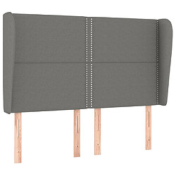 Maison Chic Tête de lit scandinave avec oreilles,meuble de chambre Gris foncé 147x23x118/128 cm Tissu -MN70176