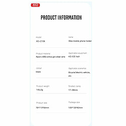 XO C109 Vélo - Moto - Scooter - Support de smartphone fixe à cadre quad avec verrouillage sécurisé et adust Noir pas cher