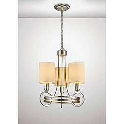 Luminaire Center Suspension Isabella avec BeigeAbat jour 3 Ampoules E14 Antique argent/Teak Plated