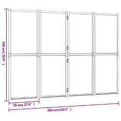 vidaXL Cloison de séparation 4 panneaux Blanc crème 280x180 cm pas cher