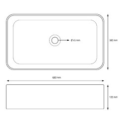 Vasque avec vidage sans trop-plein 68x38x12 cm blanc en céramique ML-Design pas cher