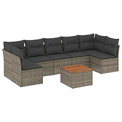 Maison Chic Ensemble Tables et chaises d'extérieur 8 pcs avec coussins,Salon de jardin gris résine tressée -GKD838433