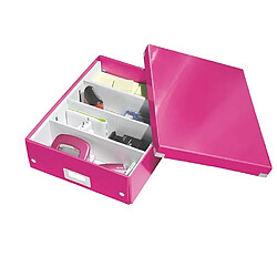 Avis Boîte de rangement carton Leitz Click&Store Wow avec séparateurs H 10,5 x L 27,8 x P 36,8 cm rose