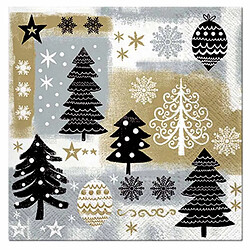 Paris Prix Lot de 20 Serviettes en Papier Sapin 33x33cm Noir