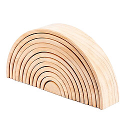 12x Blocs Arc-en-bois En Bois Arc Empilage Nidification Enfants Main-oeil Puzzle Jouet B