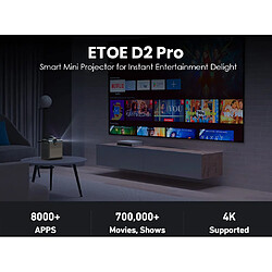 None Projecteur ETOE D2 Pro, 300 ANSI, 1080P natif, correction trapézoïdale pas cher