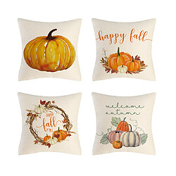 P76 4PCS 45 * 45cm Thanksgiving Couleur Pumpkin motif Linge Taie d'oreiller Maison de vacances Accueil Taie d'oreiller Sofa Coussin Coussin Coussin