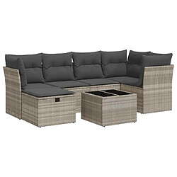 vidaXL Salon de jardin avec coussins 7 pcs gris clair résine tressée