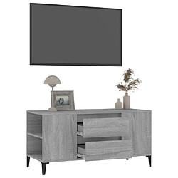 Maison Chic Meuble TV scandinave gris - Banc TV pour salon Sonoma 102x44,5x50 cm Bois d'ingénierie -MN16245 pas cher