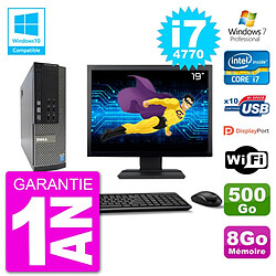 PC Dell 7020 SFF Ecran 19" Intel i7-4770 RAM 8Go Disque 500Go Graveur DVD Wifi W7 - Occasion