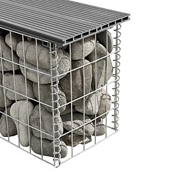 Helloshop26 Banc de jardin gabion 100 x 30 x 5 cm gris 03_0006440