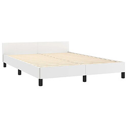 Maison Chic Cadre/structure de lit avec tête de lit pour adulte - Lit Moderne Chambre Blanc 140x200 cm Similicuir -MN36359 pas cher