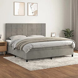 Maison Chic Lit Adulte - Lit simple Lit à sommier tapissier et matelas moelleux - Meuble de Chambre - Gris clair 200x200cm Velours -MN48379