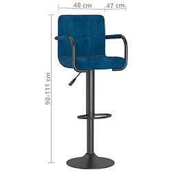 vidaXL Tabourets de bar lot de 2 bleu velours pas cher