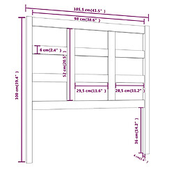 vidaXL Tête de lit Noir 105,5x4x100 cm Bois massif de pin pas cher