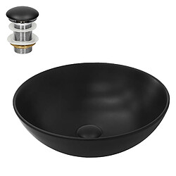 ML-Design Lavabo à poser rond noir mat céramique avec garniture de vidage Ø 400 x 145 mm