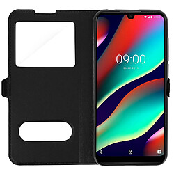 Avizar Housse Wiko View 3 Pro Protection Double Fenêtre Fonction Support Noir pas cher