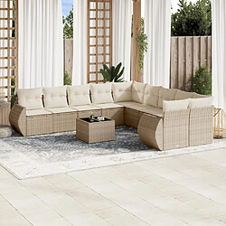 Maison Chic Salon de jardin 11 pcs avec coussins | Ensemble de Table et chaises | Mobilier d'Extérieur beige résine tressée -GKD34326