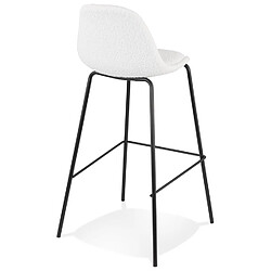 Avis Alterego Tabouret de bar 'PLUMAR' en tissu bouclé blanc et pied en métal noir