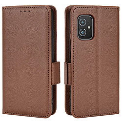 Etui en PU texture litchi, marron pour votre Asus Zenfone 8/Zenfone 8Z/ZS590KS