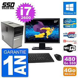 PC Tour Dell 7010 Ecran 27" Intel Core i7-2600 RAM 4Go SSD 480Go Windows 10 Wifi - Occasion