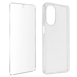 Avizar Coque Motorola Moto G52 et G82 Silicone Gel Film Verre Trempé 9H transparent