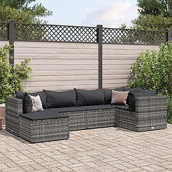 vidaXL Salon de jardin 6 pcs avec coussins Gris Résine tressée