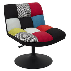 Mes Fauteuil pivotant 80x65x79,5 cm en tissu patchwork et noir