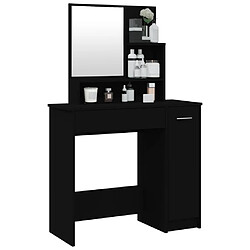 Avis vidaXL Coiffeuse avec miroir noir 86,5x35x136 cm