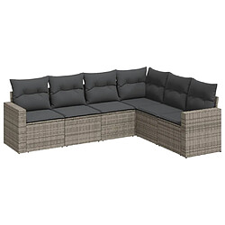 Maison Chic Salon de jardin 6 pcs avec coussins | Ensemble de Table et chaises | Mobilier d'Extérieur gris résine tressée -GKD88164