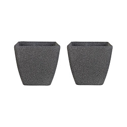 Beliani Lot de 2 cache-pots gris 34 x 34 x 34 cm ZELI