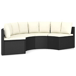 vidaXL Salon de jardin 4 pcs avec coussins Résine tressée Noir