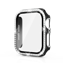 Coque en TPU Cadre en cristal de galvanoplastie noir/argent pour votre Apple Watch 4/5/6/SE 40mm