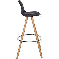 Decoshop26 Tabouret de bar chaise haute x1 repose-pieds style scandinave en tissu gris foncé structure en bois clair rond 10_0004633