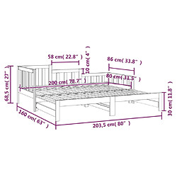 vidaXL Lit coulissant sans matelas 2x(80x200) cm Bois de pin massif pas cher