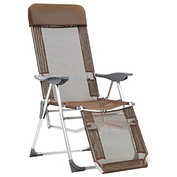 vidaXL Chaises de camping pliantes et repose-pied lot de 2 marron