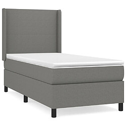 Maison Chic Lit Adulte - Lit simple Lit à sommier tapissier avec matelas moelleux - Meuble de Chambre - Gris foncé 100x200cm Tissu -MN14285