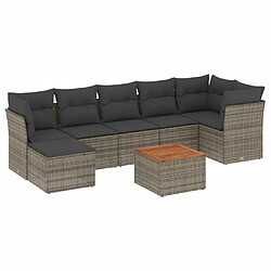 vidaXL Salon de jardin 8 pcs avec coussins gris résine tressée