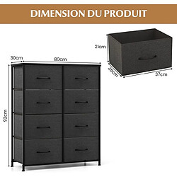 Helloshop26 Commode en tissu organiseur de rangement pour vêtements avec 8 tiroirs commode multifonctionnelle avec kits anti-basculement noir 20_0008345 pas cher